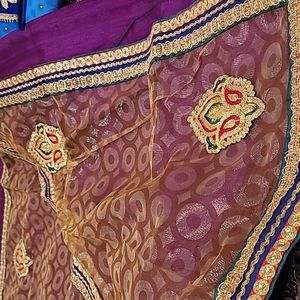 BRAND New - Purple half Net Sari
